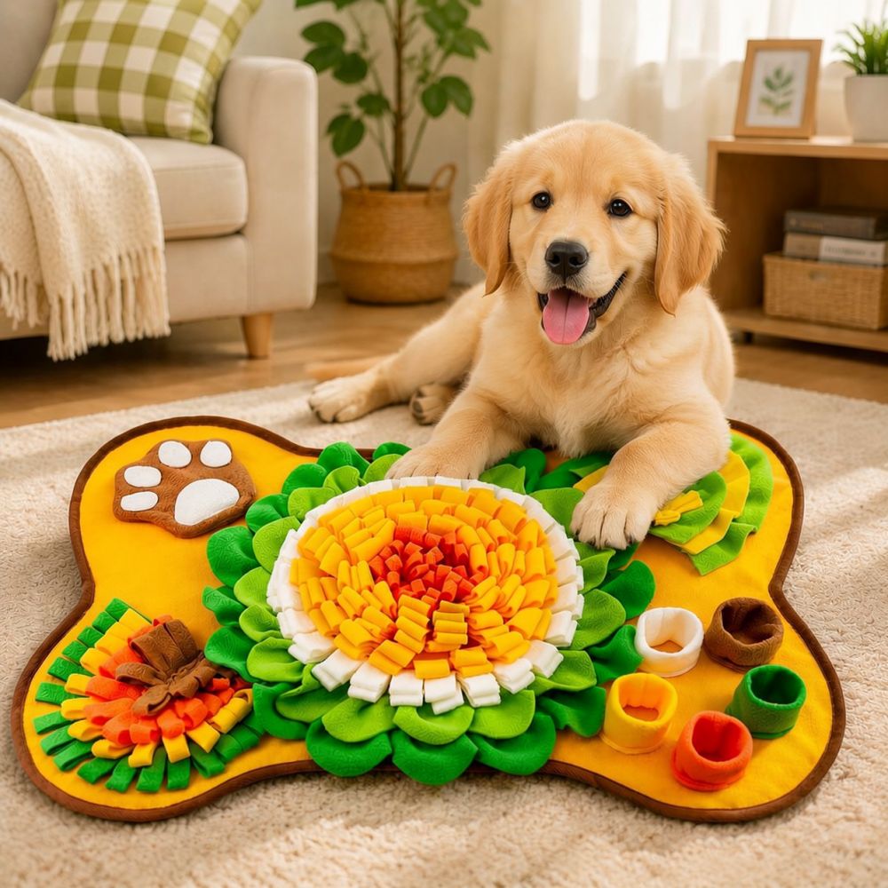 Dog Puzzle Feeder Toy - 뼈 모양의 강아지 코 씹기 놀이
