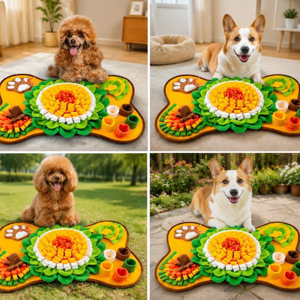 뼈 모양의 강아지 코박기 놀이 매트, 반려동물 퍼즐 담 - Dog Puzzle Feeder Toy 리뷰 및 가격